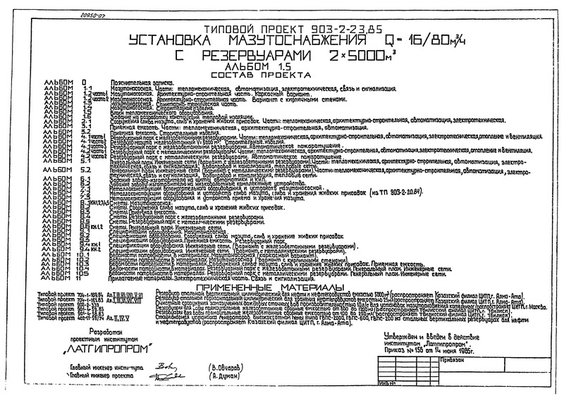 Типовой проект 903-2-23.85 Альбом 1.5. Блоки тепломеханического оборудования