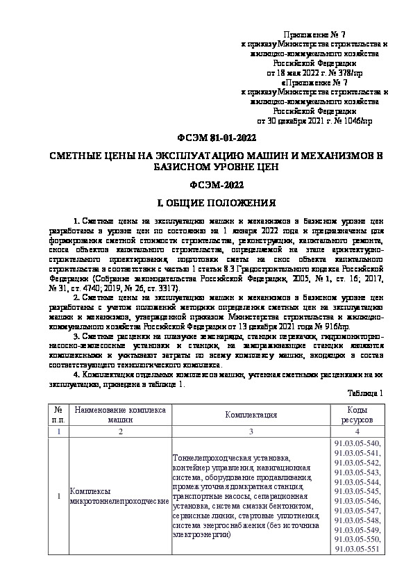 ФСЭМ 81-01-2022 Сметные цены на эксплуатацию машин и механизмов в базисном уровне цен