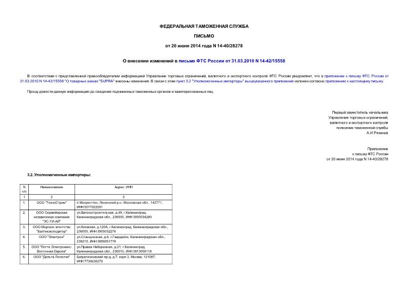  14-40/28278         31.03.2010 N 14-42/15558