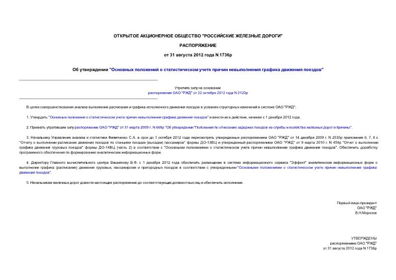 Распоряжение 1736р Об утверждении 
