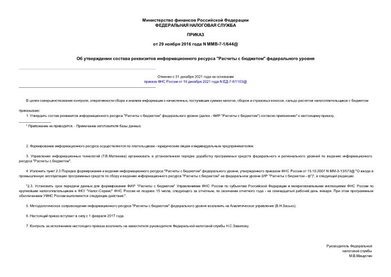 Приказ ММВ-7-1/644@ Об утверждении состава реквизитов информационного ресурса 