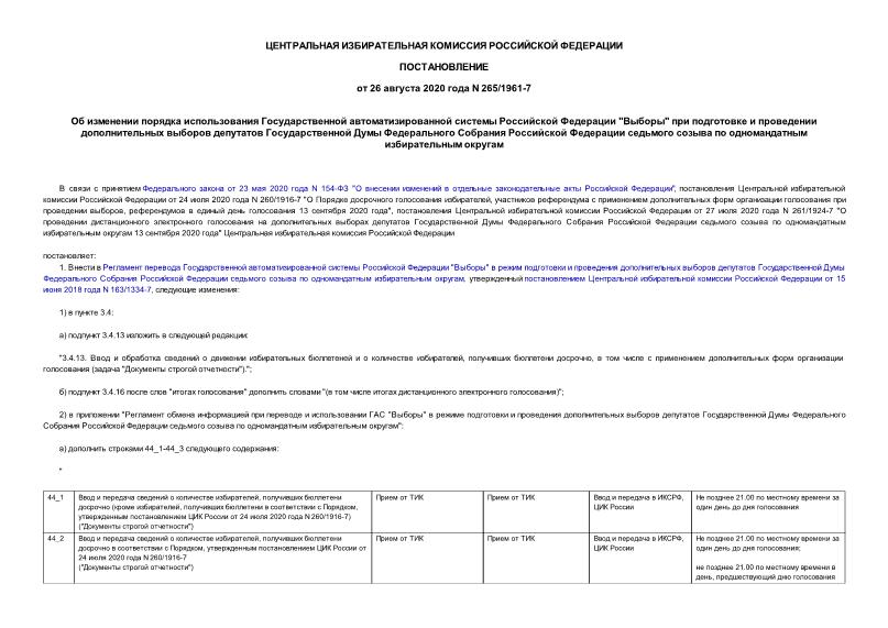 Постановление 265/1961-7 Об изменении порядка использования Государственной автоматизированной системы Российской Федерации 