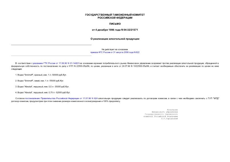 Письмо 04-32/21571 О реализации алкогольной продукции