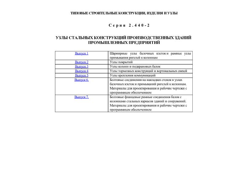 Серия 2.440-2 Узлы стальных конструкций производственных зданий промышленных предприятий