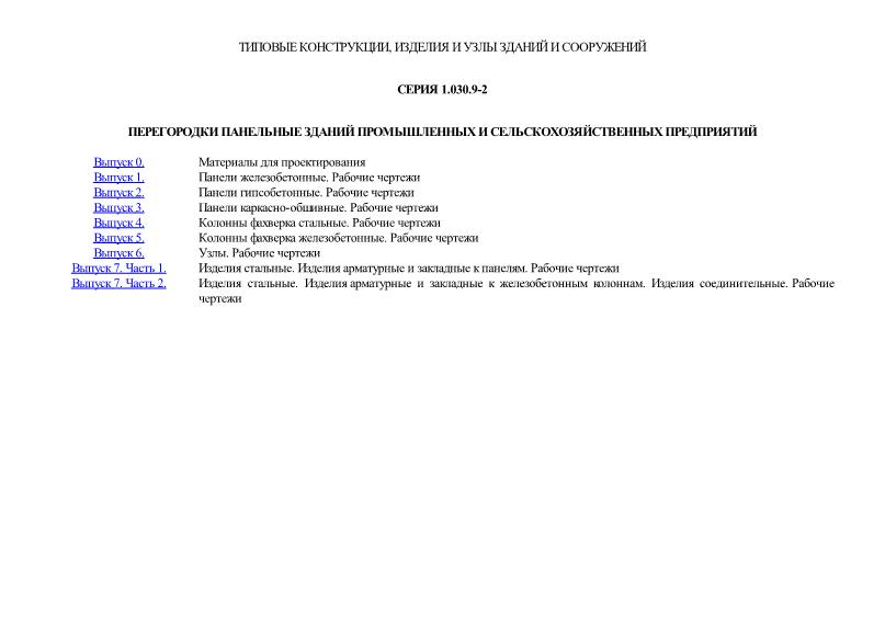Серия 1.030.9-2 Перегородки панельные зданий промышленных и сельскохозяйственных предприятий