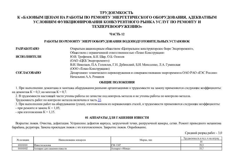   Часть 12. Работы по ремонту энергооборудования водоподготовительных установок