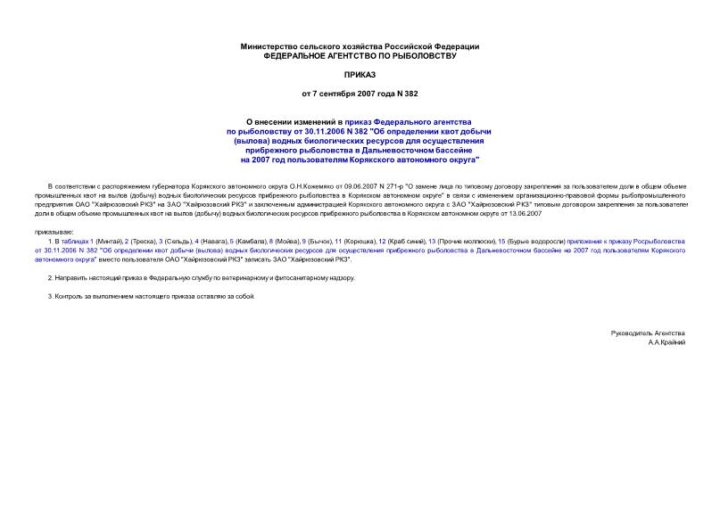           30.11.2006 N 382 "    ()            2007     "